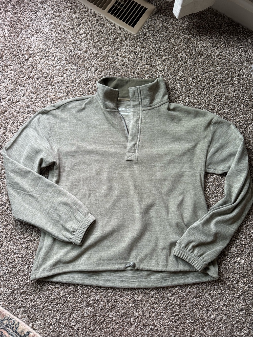 Avalanche Men's Olive Zip-Neck Pullover Sweater